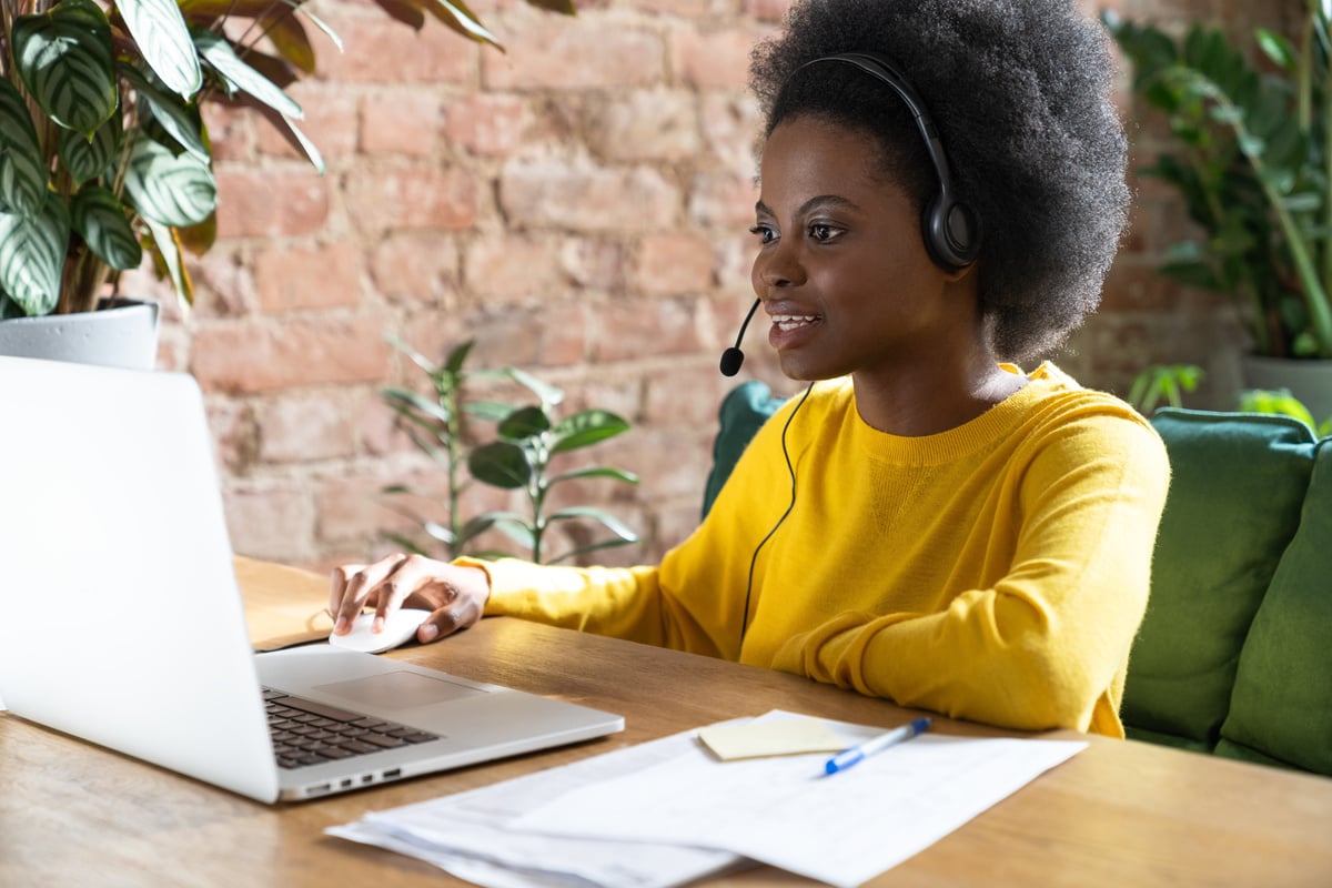 Female Call Support Working at Home